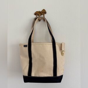 Vintage Lands End Canvas Tote Bag heavy duty Navy Blue White